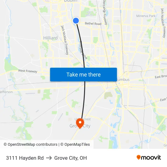 3111 Hayden Rd to Grove City, OH map