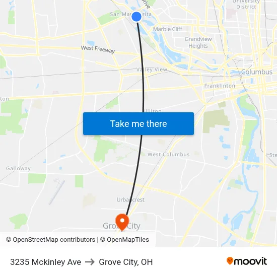 3235 Mckinley Ave to Grove City, OH map
