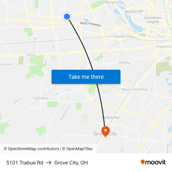 5101 Trabue Rd to Grove City, OH map