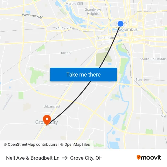Neil Ave & Broadbelt Ln to Grove City, OH map