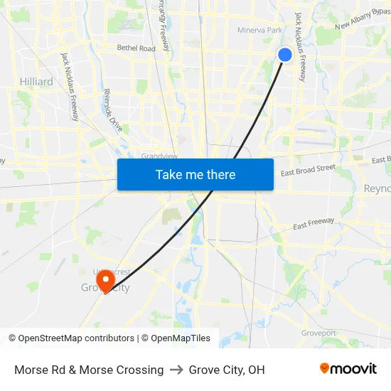 Morse Rd & Morse Crossing to Grove City, OH map