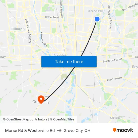 Morse Rd & Westerville Rd to Grove City, OH map