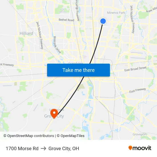 1700 Morse Rd to Grove City, OH map