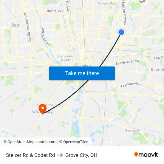 Stelzer Rd & Codet Rd to Grove City, OH map