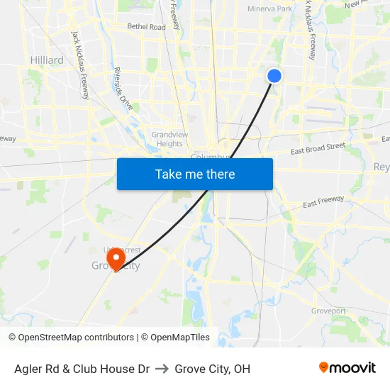 Agler Rd & Club House Dr to Grove City, OH map