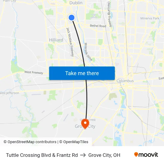 Tuttle Crossing Blvd & Frantz Rd to Grove City, OH map