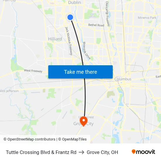 Tuttle Crossing Blvd & Frantz Rd to Grove City, OH map