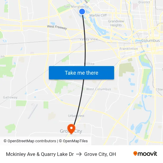 Mckinley Ave & Quarry Lake Dr to Grove City, OH map