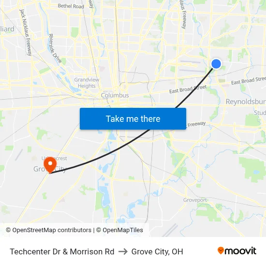 Techcenter Dr & Morrison Rd to Grove City, OH map