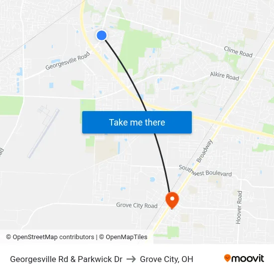 Georgesville Rd & Parkwick Dr to Grove City, OH map