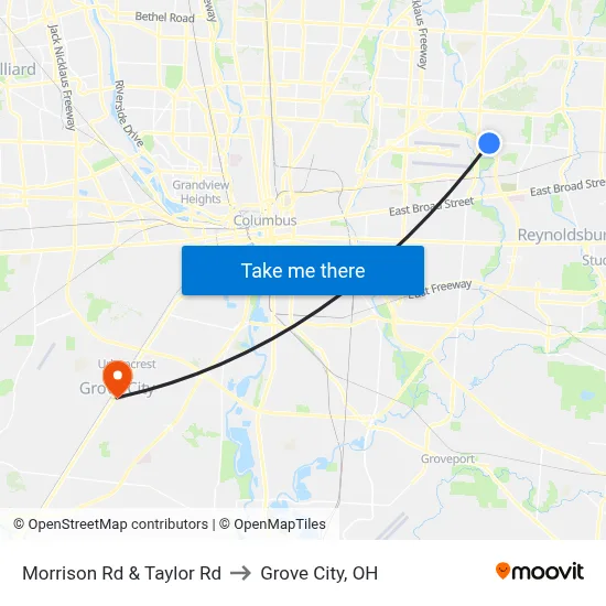 Morrison Rd & Taylor Rd to Grove City, OH map