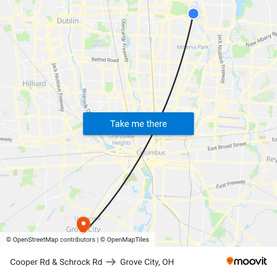 Cooper Rd & Schrock Rd to Grove City, OH map