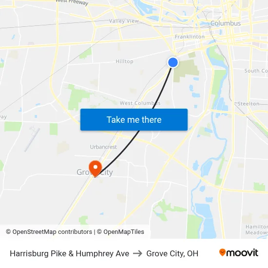 Harrisburg Pike & Humphrey Ave to Grove City, OH map