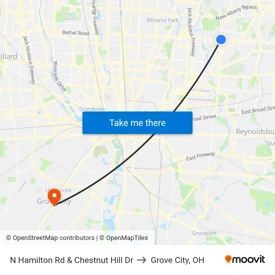 N Hamilton Rd & Chestnut Hill Dr to Grove City, OH map