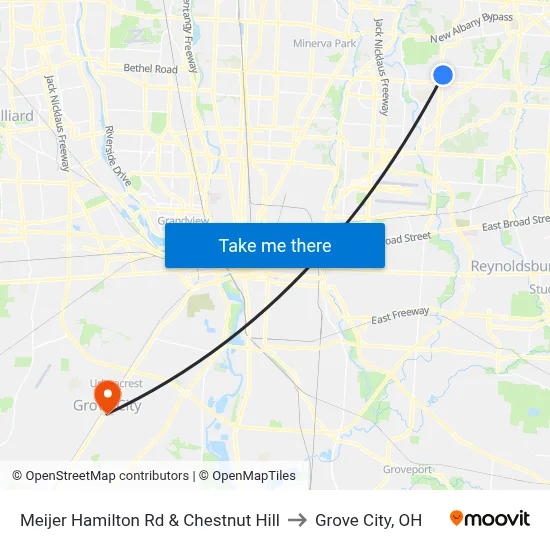 Meijer Hamilton Rd & Chestnut Hill to Grove City, OH map