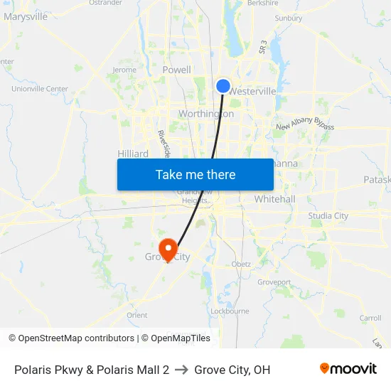 Polaris Pkwy & Polaris Mall 2 to Grove City, OH map