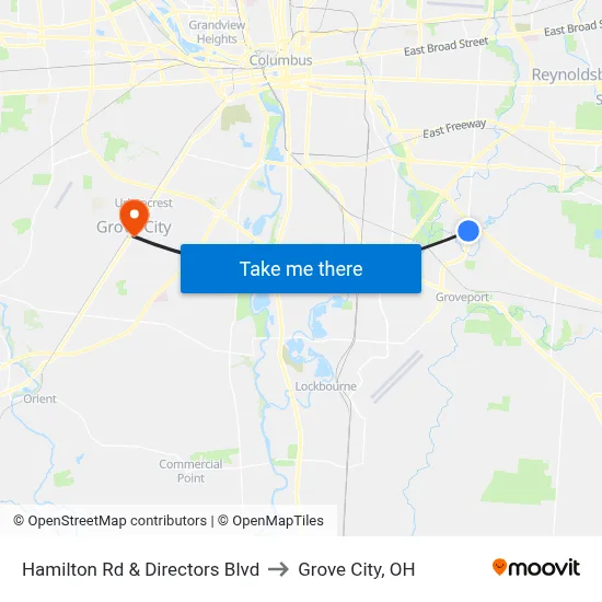 Hamilton Rd & Directors Blvd to Grove City, OH map