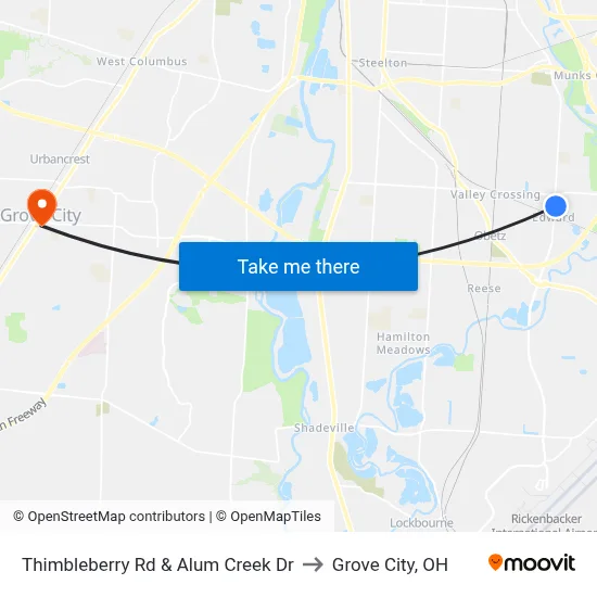Thimbleberry Rd & Alum Creek Dr to Grove City, OH map