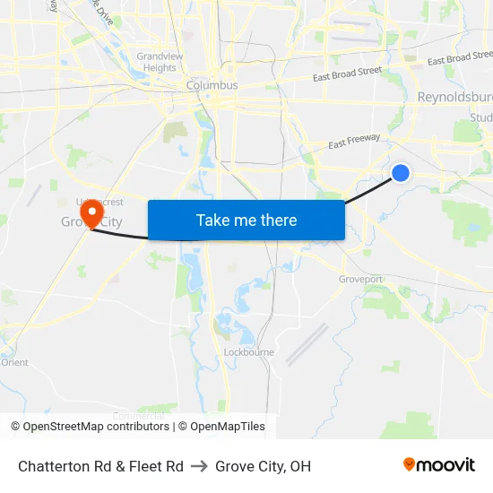 Chatterton Rd & Fleet Rd to Grove City, OH map