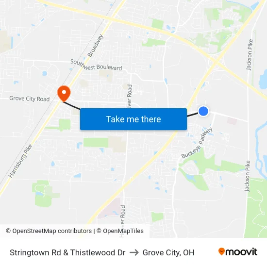 Stringtown Rd & Thistlewood Dr to Grove City, OH map