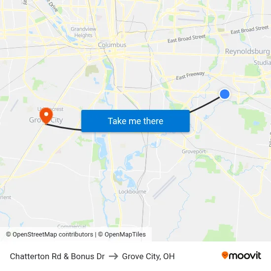 Chatterton Rd & Bonus Dr to Grove City, OH map