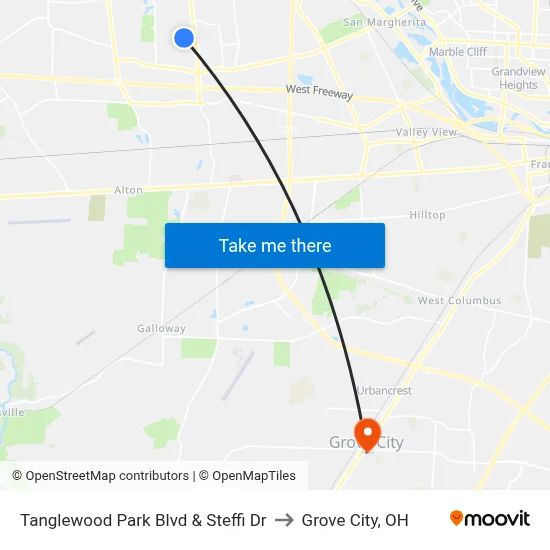 Tanglewood Park Blvd & Steffi Dr to Grove City, OH map