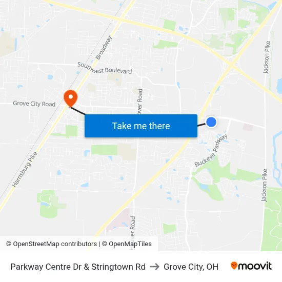 Parkway Centre Dr & Stringtown Rd to Grove City, OH map