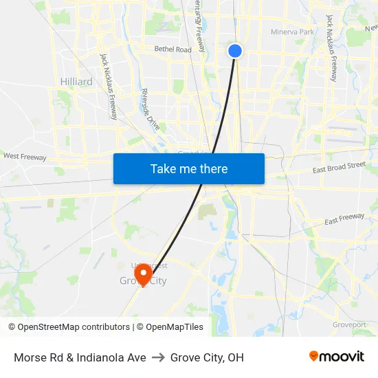 Morse Rd & Indianola Ave to Grove City, OH map