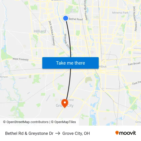 Bethel Rd & Greystone Dr to Grove City, OH map