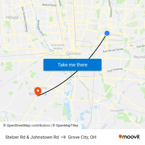 Stelzer Rd & Johnstown Rd to Grove City, OH map