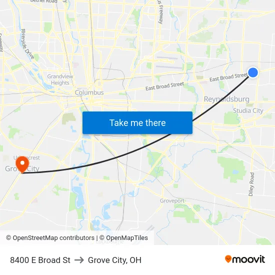 8400 E Broad St to Grove City, OH map