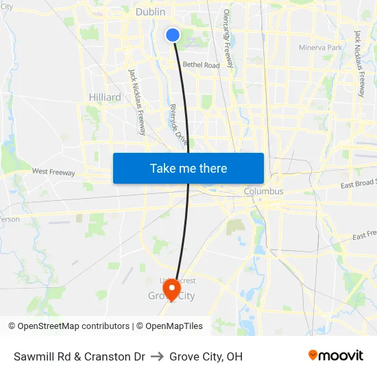 Sawmill Rd & Cranston Dr to Grove City, OH map