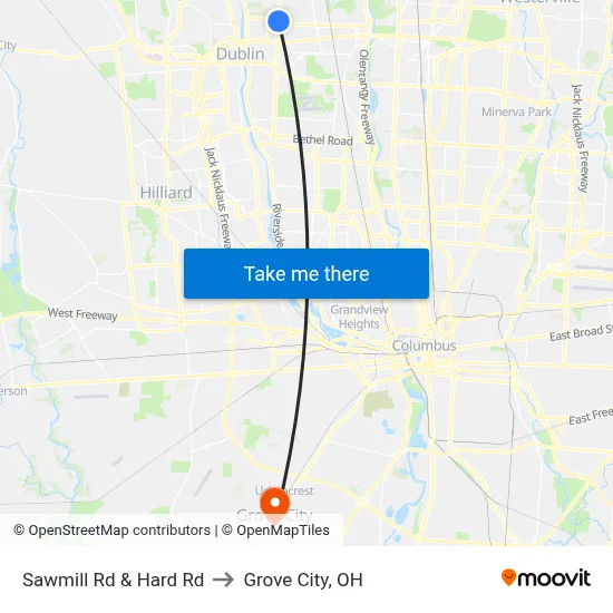 Sawmill Rd & Hard Rd to Grove City, OH map