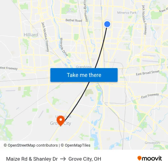 Maize Rd & Shanley Dr to Grove City, OH map