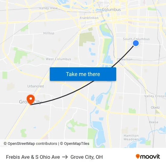 Frebis Ave & S Ohio Ave to Grove City, OH map