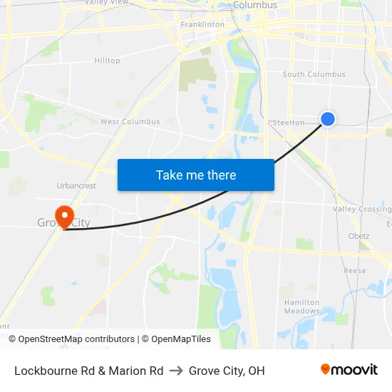 Lockbourne Rd & Marion Rd to Grove City, OH map