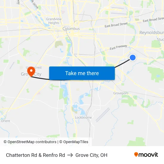 Chatterton Rd & Renfro Rd to Grove City, OH map