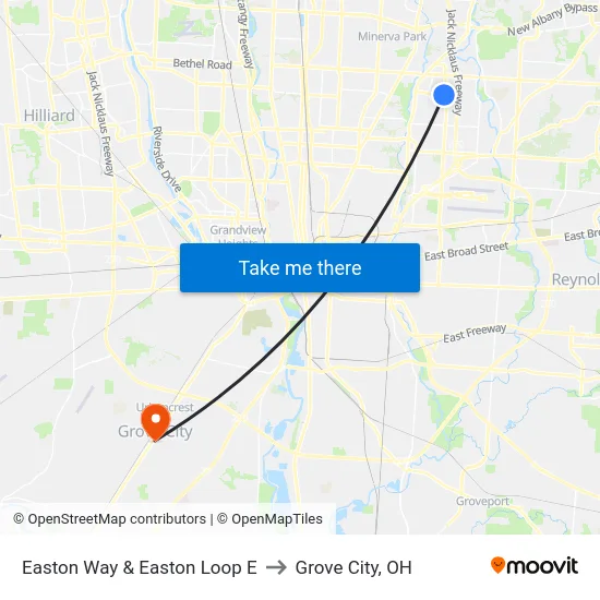 Easton Way & Easton Loop E to Grove City, OH map