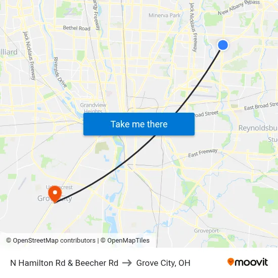 N Hamilton Rd & Beecher Rd to Grove City, OH map