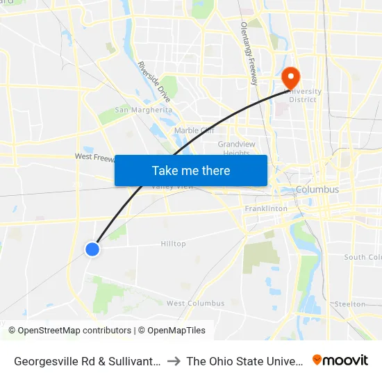 Georgesville Rd & Sullivant Ave to The Ohio State University map