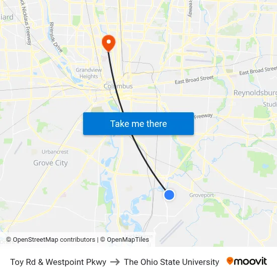 Toy Rd & Westpoint Pkwy to The Ohio State University map