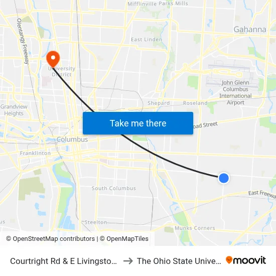 Courtright Rd & E Livingston Ave to The Ohio State University map