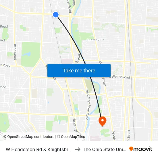 W Henderson Rd &  Knightsbridge Blvd to The Ohio State University map