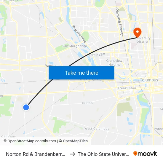 Norton Rd & Brandenberry Dr to The Ohio State University map