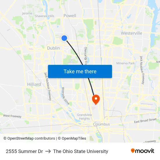 2555 Summer Dr to The Ohio State University map
