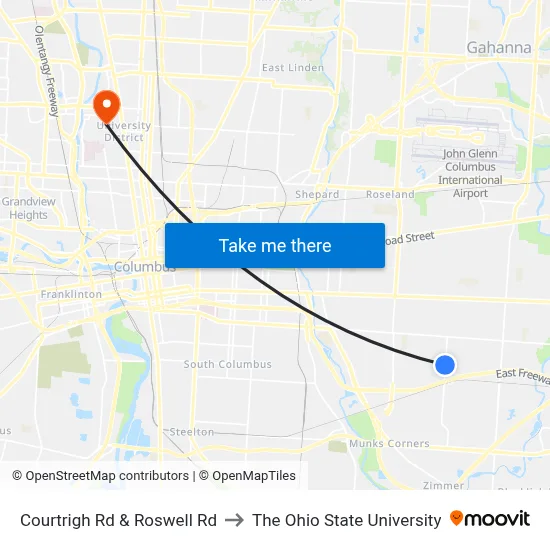 Courtrigh Rd & Roswell Rd to The Ohio State University map