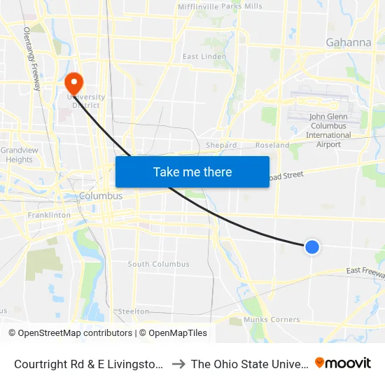Courtright Rd & E Livingston Ave to The Ohio State University map