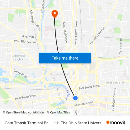 Cota Transit Terminal Bay 4 to The Ohio State University map