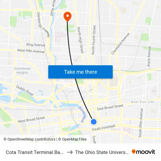 Cota Transit Terminal Bay 7 to The Ohio State University map