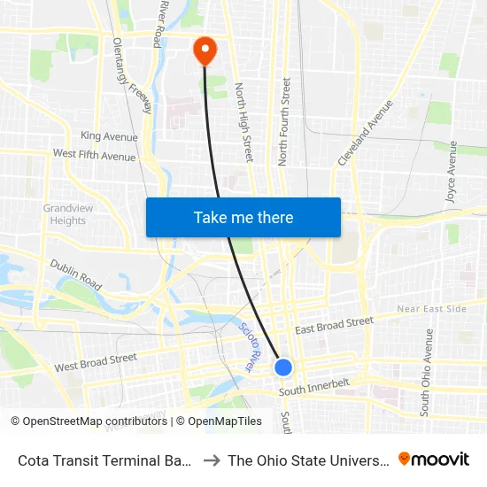 Cota Transit Terminal Bay 6 to The Ohio State University map